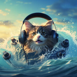 Serene Cats Ocean Waves