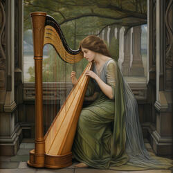 Harmony in Zephyr's Embrace: Dreamy Harp Whispers