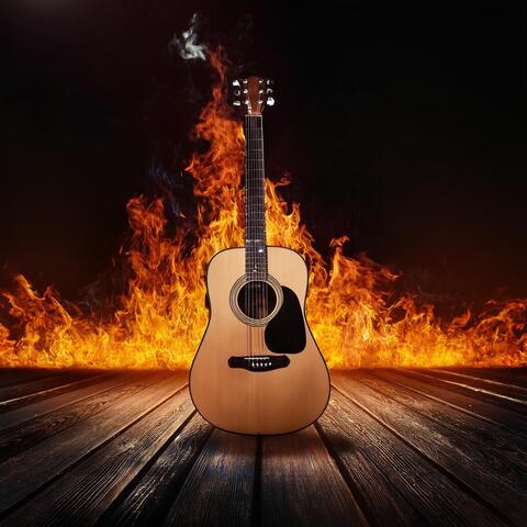 Fireside Meditation: Guitar Strums and Ember Sounds