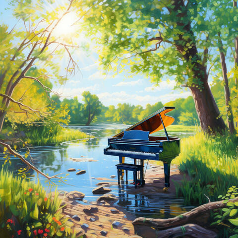 Riverside Reverie: Piano by the Flowing Waters