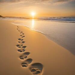 Footprints that disappeared with the waves