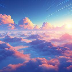 floating in the clouds