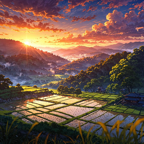 Sunrise over Terraced Fields