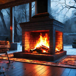 Tranquil Crackling Fireplace