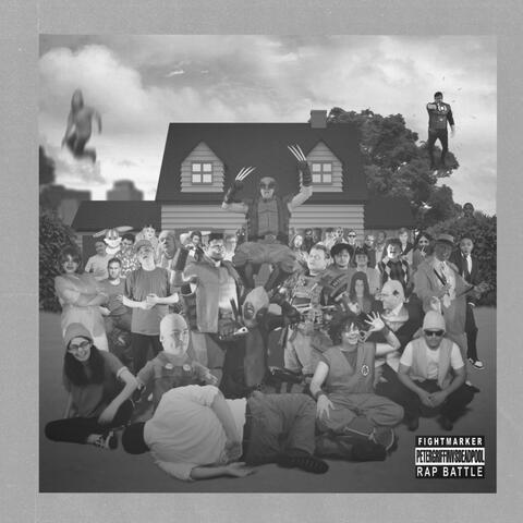 Deadpool vs Peter Griffin. rap battle. album art