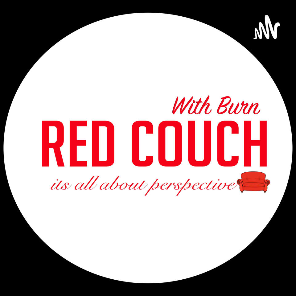 Red Couch With Burn