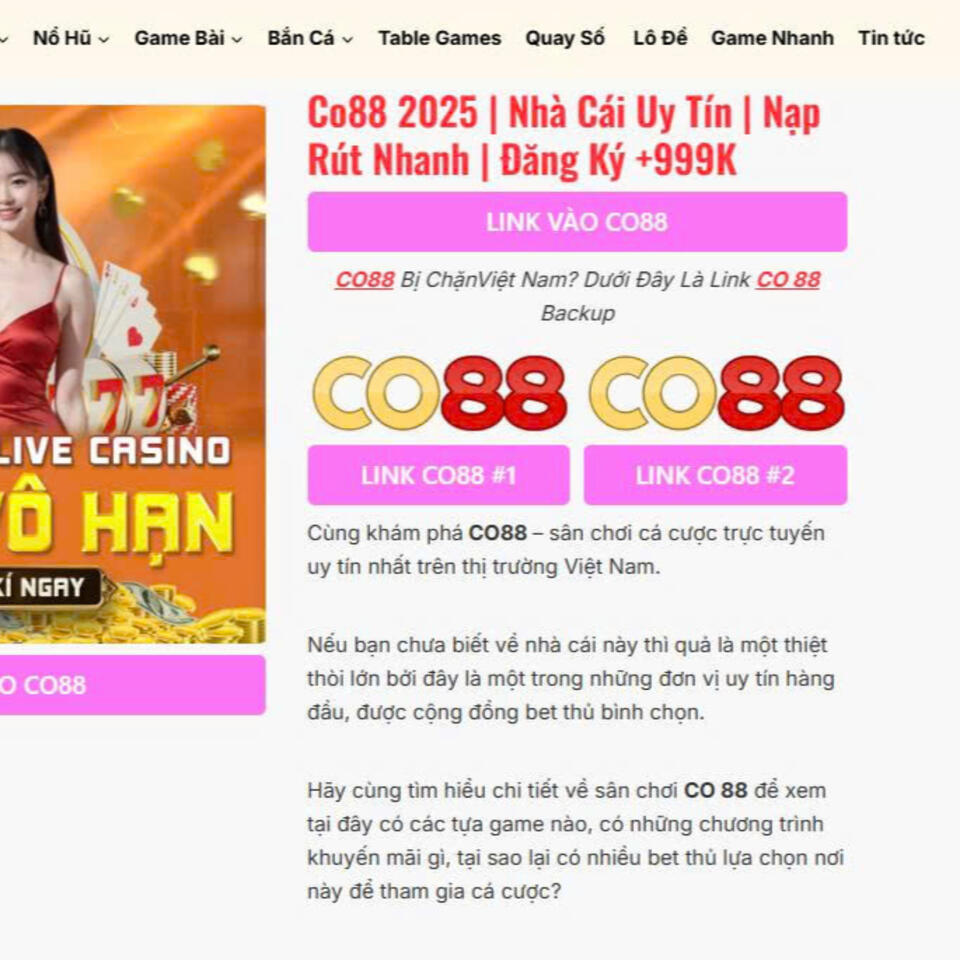 CO88 | Nhà Cái Cá Cược Thể Thao, Casino, Nổ Hũ & Lô Đề Top 1 2025