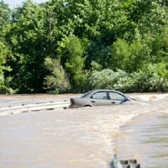 TV reporter leaves his "live shot"  to rescue a woman from rising flood waters (Smile File) - Steve & Gina in the Morning Podcast