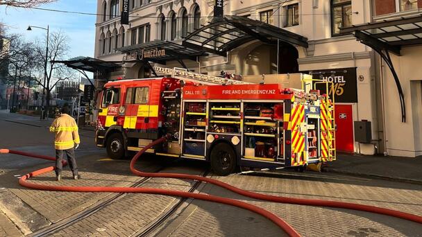 Christchurch restaurant fire: Sprinkler water floods hotel below