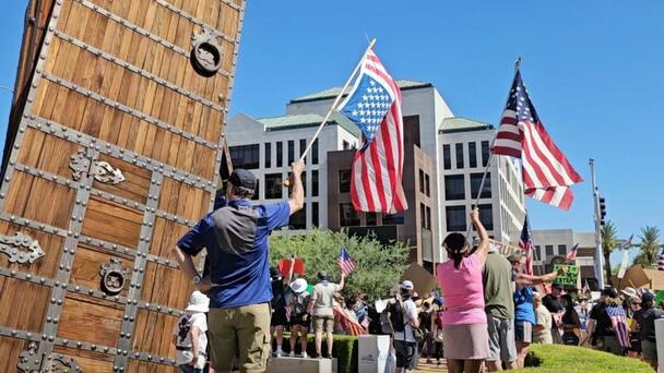 Leftist No Kings event in Arizona draws older crowd with patriotic symbols